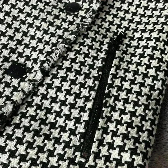 Karl Lagerfeld Paris Tweed Lightweight Motorcycle Jacket Black/White Size XS NWT - Picture 11 of 12